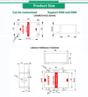 Industrial Grade X-Y Dual Axis Inclinometer with RS232/RS485/TTL Output UBIS-326Y UNIVO