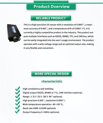 High Precision UBIS-526Y RS232 RS485 TTL Dual Axis Inclinometer For Industrial