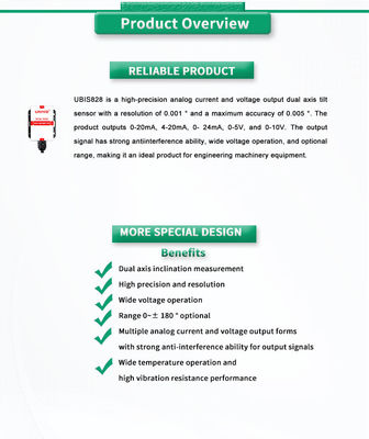 UBIS-828Y Dual Axis Inclinometer Sensor For X Y Measurement In Industrial Grade
