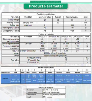 Customizable UBIS-828Y Dual Axis Inclinometer For Analog Angle Measurement